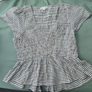 V Neck Smocked Babydoll Top